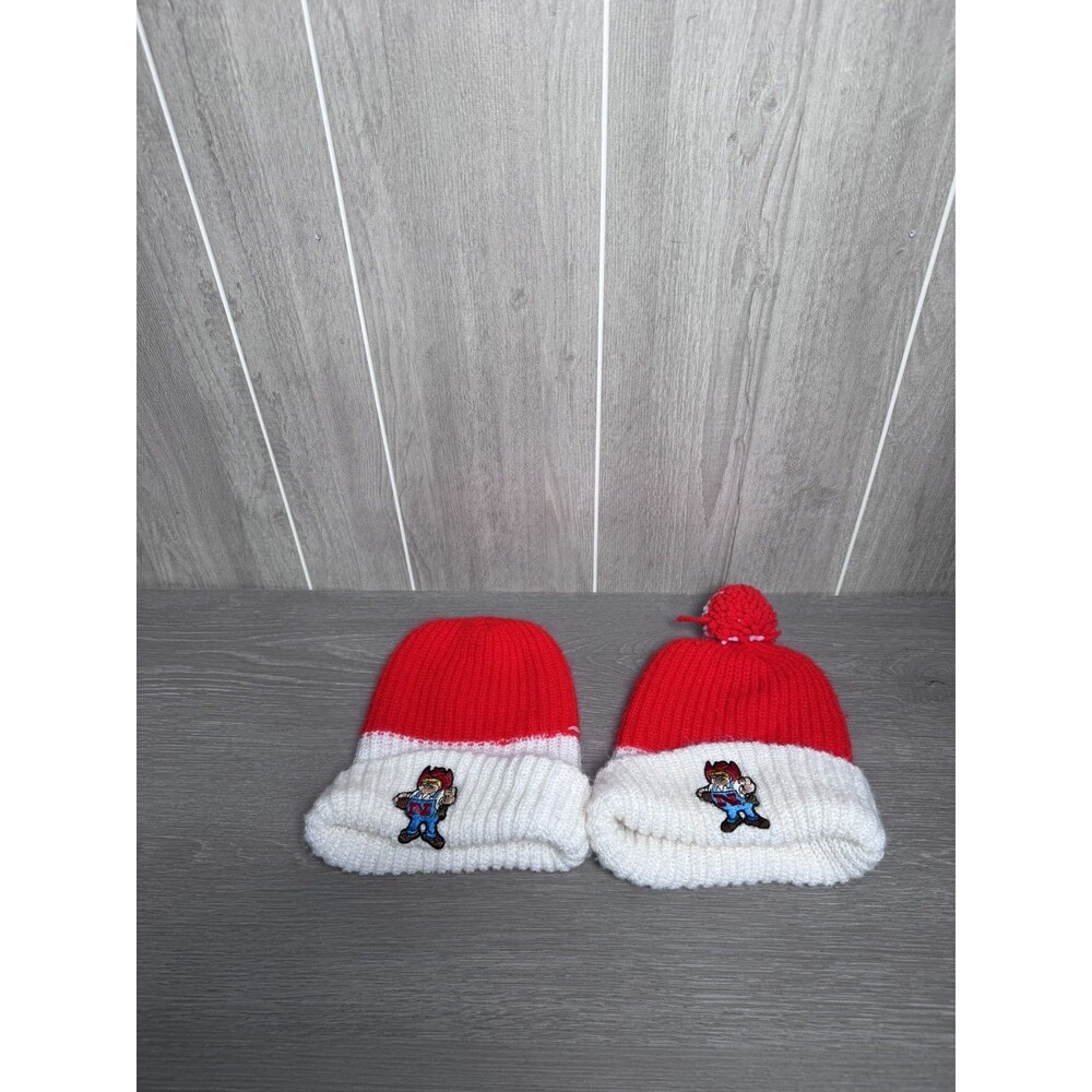 Vintage Nebraska Cornhusker Beanies Red White Lot of 2